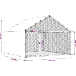 vidaXL Kippenhok met dak Zilverkleurig 200 x 200 x 150 cm