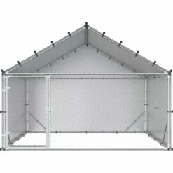 vidaXL Kippenhok met dak Zilverkleurig 200 x 200 x 150 cm