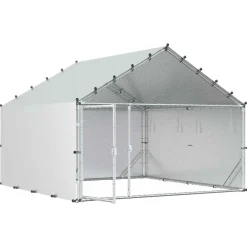 vidaXL Kippenhok met dak Zilverkleurig 200 x 200 x 150 cm
