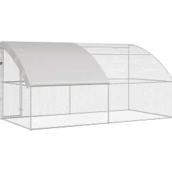vidaXL Kippenhok met 1 deur 2 st Zilver 400x200x200cm Staal en PE
