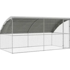 vidaXL Kippenhok met 1 deur 2 st zilver 400x200x200cm
