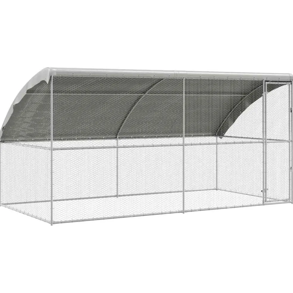 vidaXL Kippenhok met 1 deur 2 st zilver 400x200x200cm