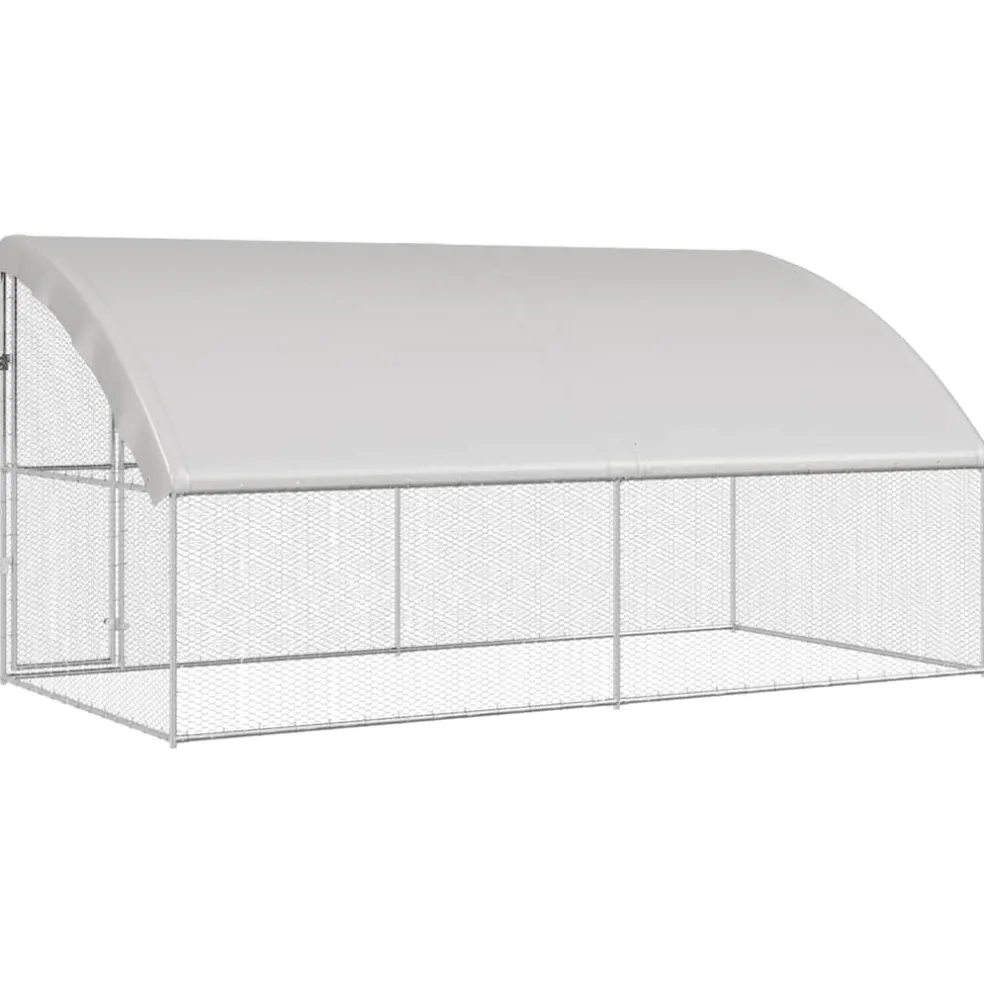 vidaXL Kippenhok met 1 deur 2 st zilver 400x200x200cm