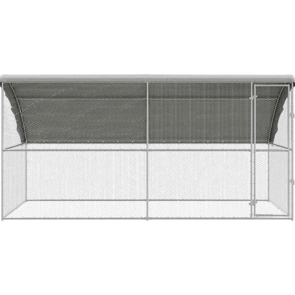vidaXL Kippenhok met 1 deur 2 st zilver 400x200x200cm
