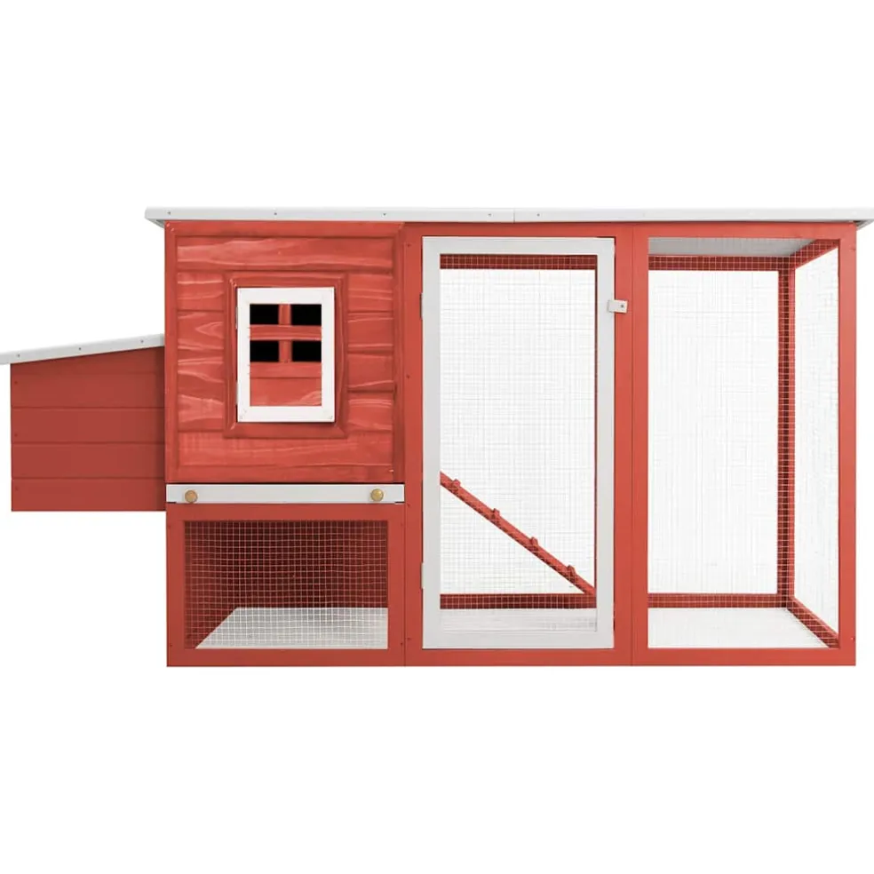 vidaXL Kippenhok met nachthok hout rood