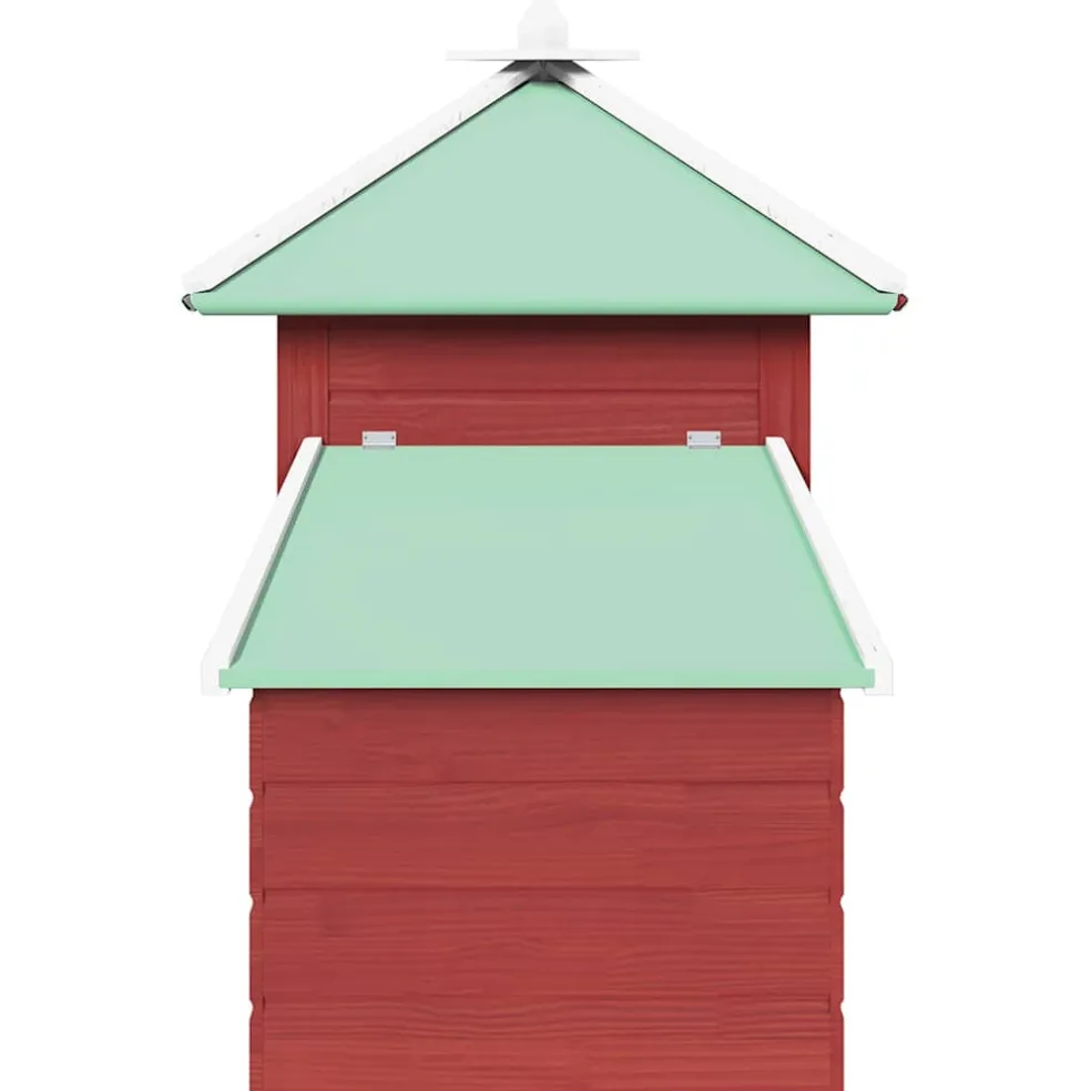 vidaXL Kippenhok met nestkast 190x72x102 massief vurenhout rood