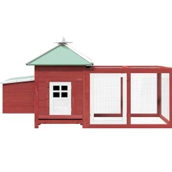 vidaXL Kippenhok met nestkast 190x72x102 massief vurenhout rood