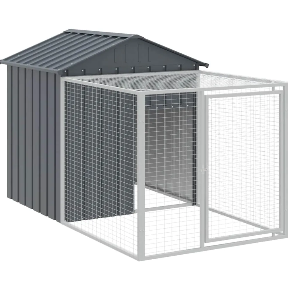 vidaXL Kippenhok met ren antraciet 117x201x123 cm gegalvaniseerd staal