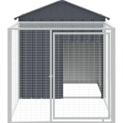 vidaXL Kippenhok met ren antraciet 117x201x123 cm gegalvaniseerd staal