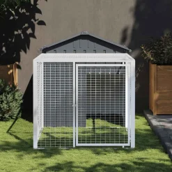 vidaXL Kippenhok met ren antraciet 117x201x123 cm gegalvaniseerd staal