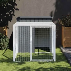 vidaXL Kippenhok met ren antraciet 110x201x110 cm gegalvaniseerd staal