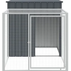 vidaXL Kippenhok met ren antraciet 110x201x110 cm gegalvaniseerd staal