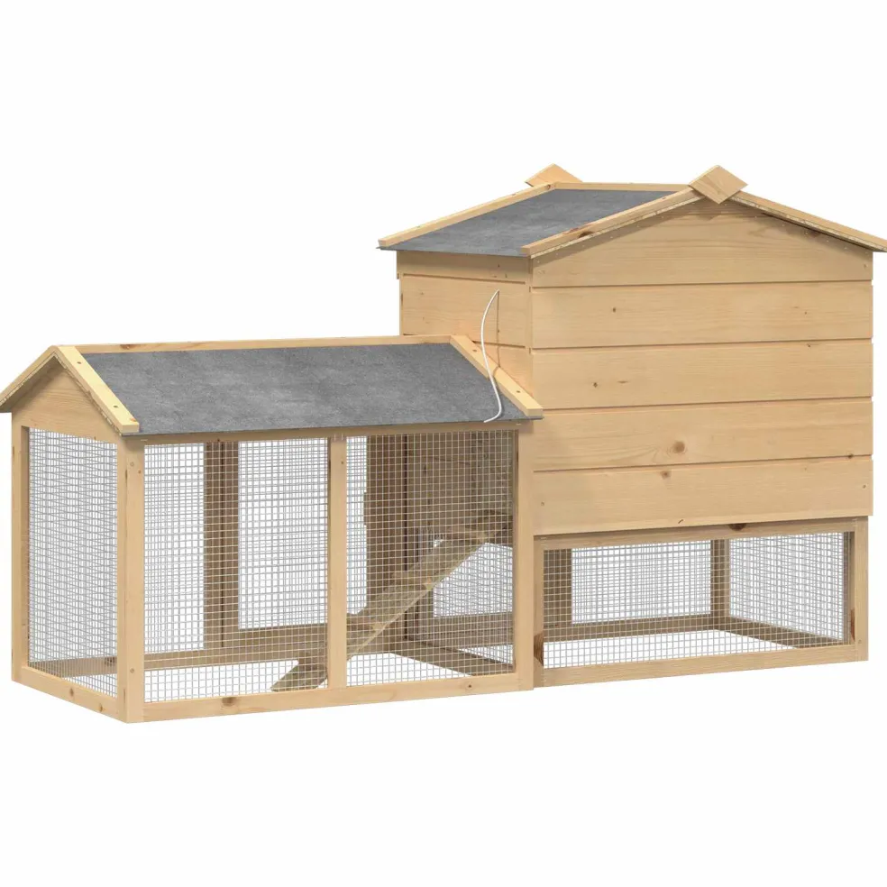 vidaXL Kippenhok 2 st Bruin 150 x 60 x 89 cm Massief grenenhout