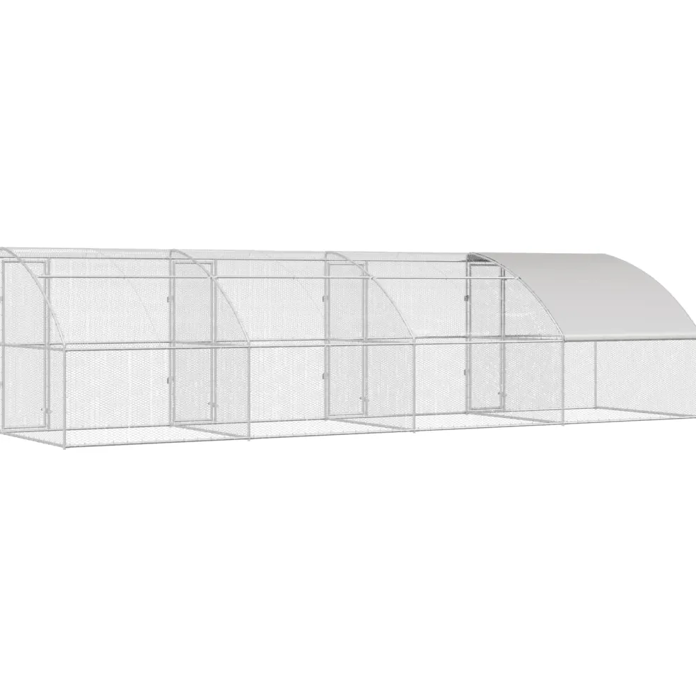vidaXL Kippenhok 4 st Zilver 800 x 200 x 200 cm Staal en PE