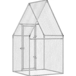 vidaXL Kippenhok 100x100x190 cm gegalvaniseerd staal zilverkleurig