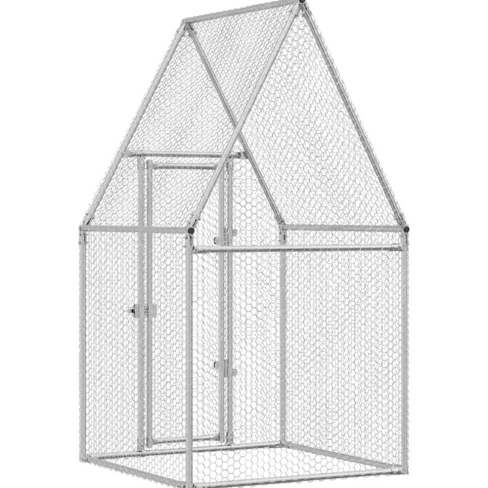 vidaXL Kippenhok 100x100x190 cm gegalvaniseerd staal zilverkleurig