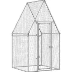 vidaXL Kippenhok 100x100x190 cm gegalvaniseerd staal zilverkleurig
