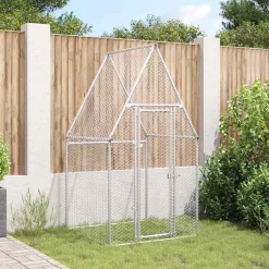 vidaXL Kippenhok 100x100x190 cm gegalvaniseerd staal zilverkleurig