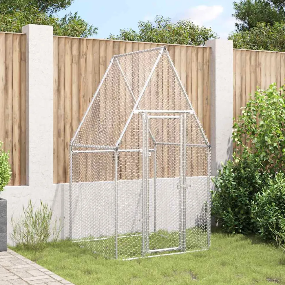 vidaXL Kippenhok 100x100x190 cm gegalvaniseerd staal zilverkleurig