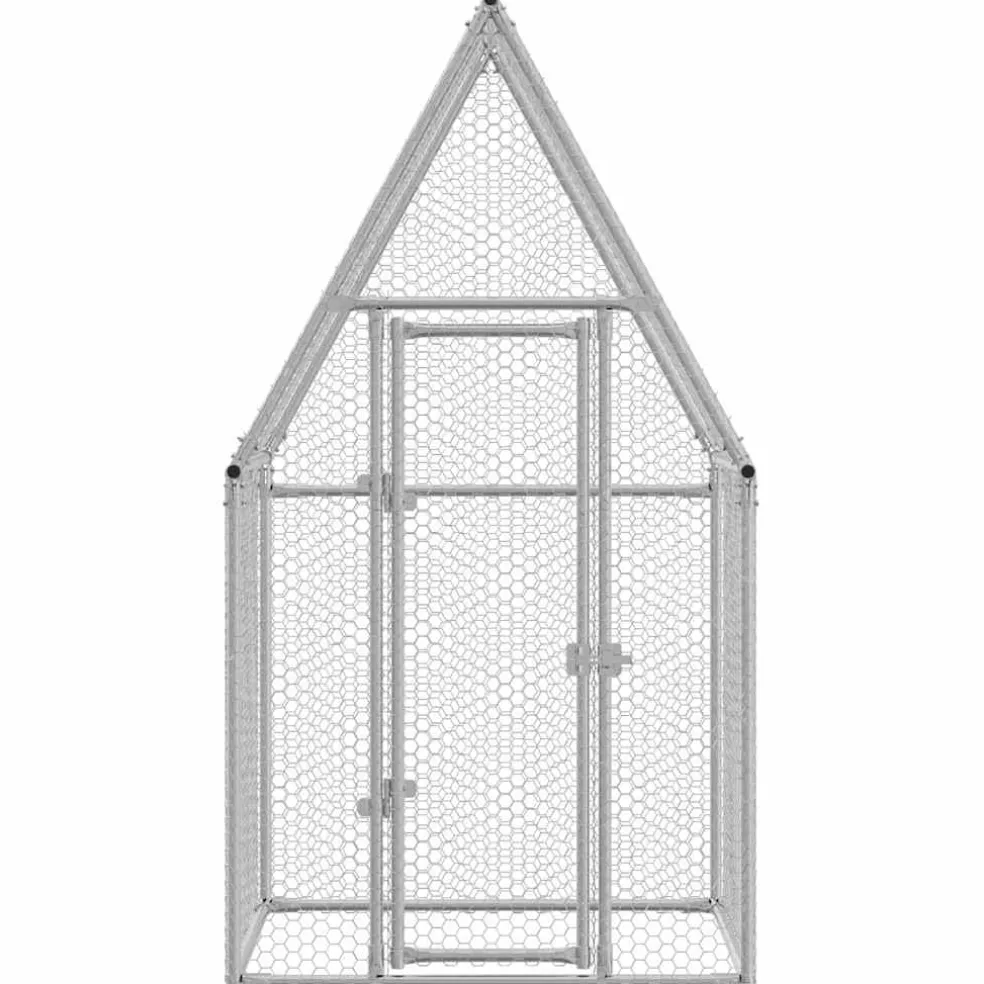 vidaXL Kippenhok 100x100x190 cm gegalvaniseerd staal zilverkleurig