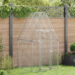 vidaXL Kippenhok 100x100x190 cm gegalvaniseerd staal zilverkleurig