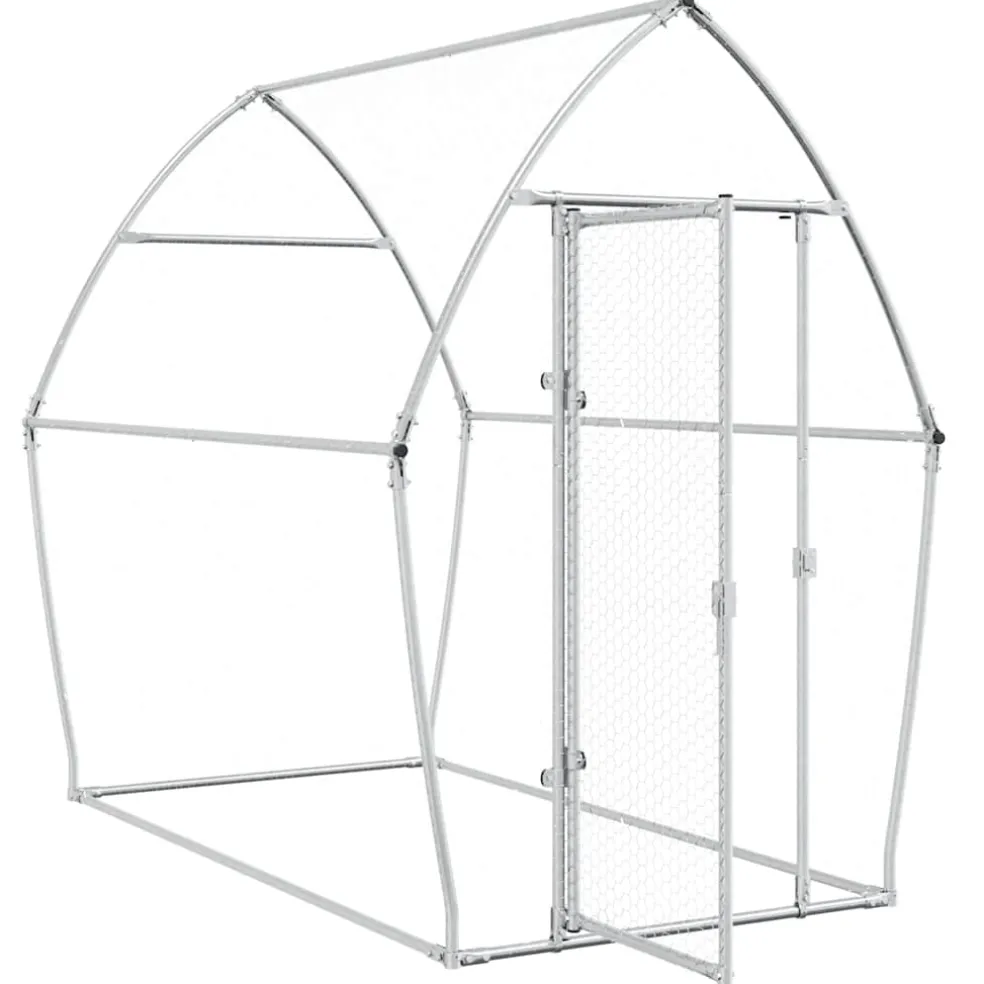 vidaXL Kippenhok 200x105x182 cm gegalvaniseerd staal zilverkleurig