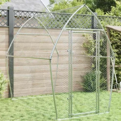 vidaXL Kippenhok 200x105x182 cm gegalvaniseerd staal zilverkleurig