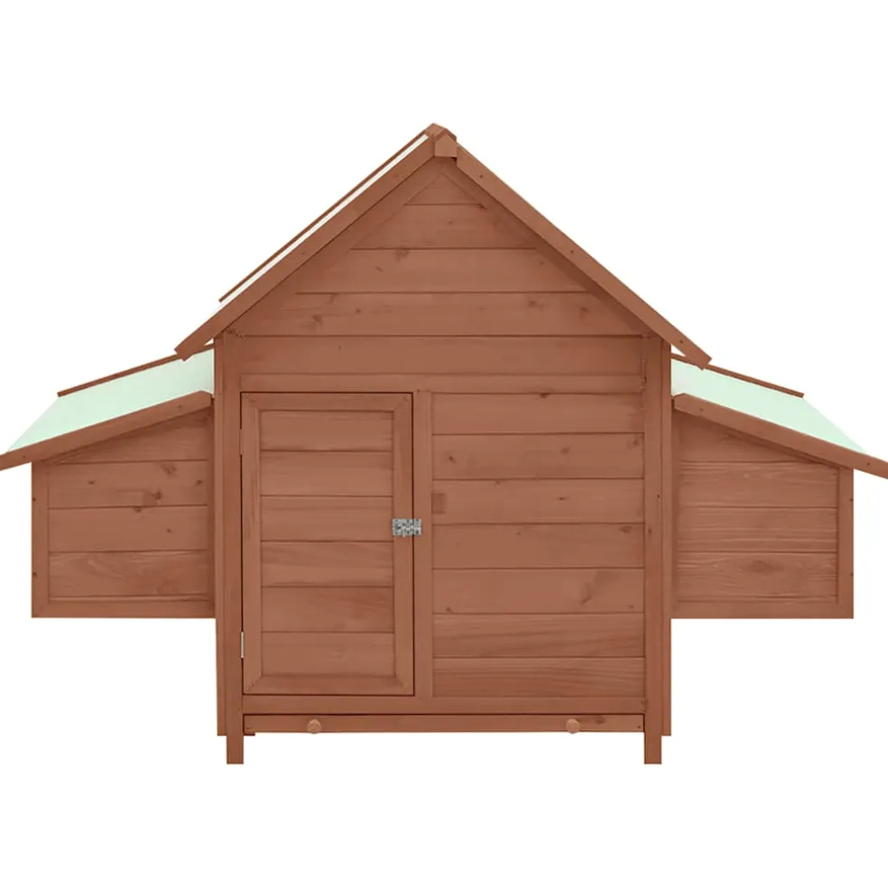 vidaXL Kippenhok 150x96x110 cm massief vurenhout mokkakleurig en wit