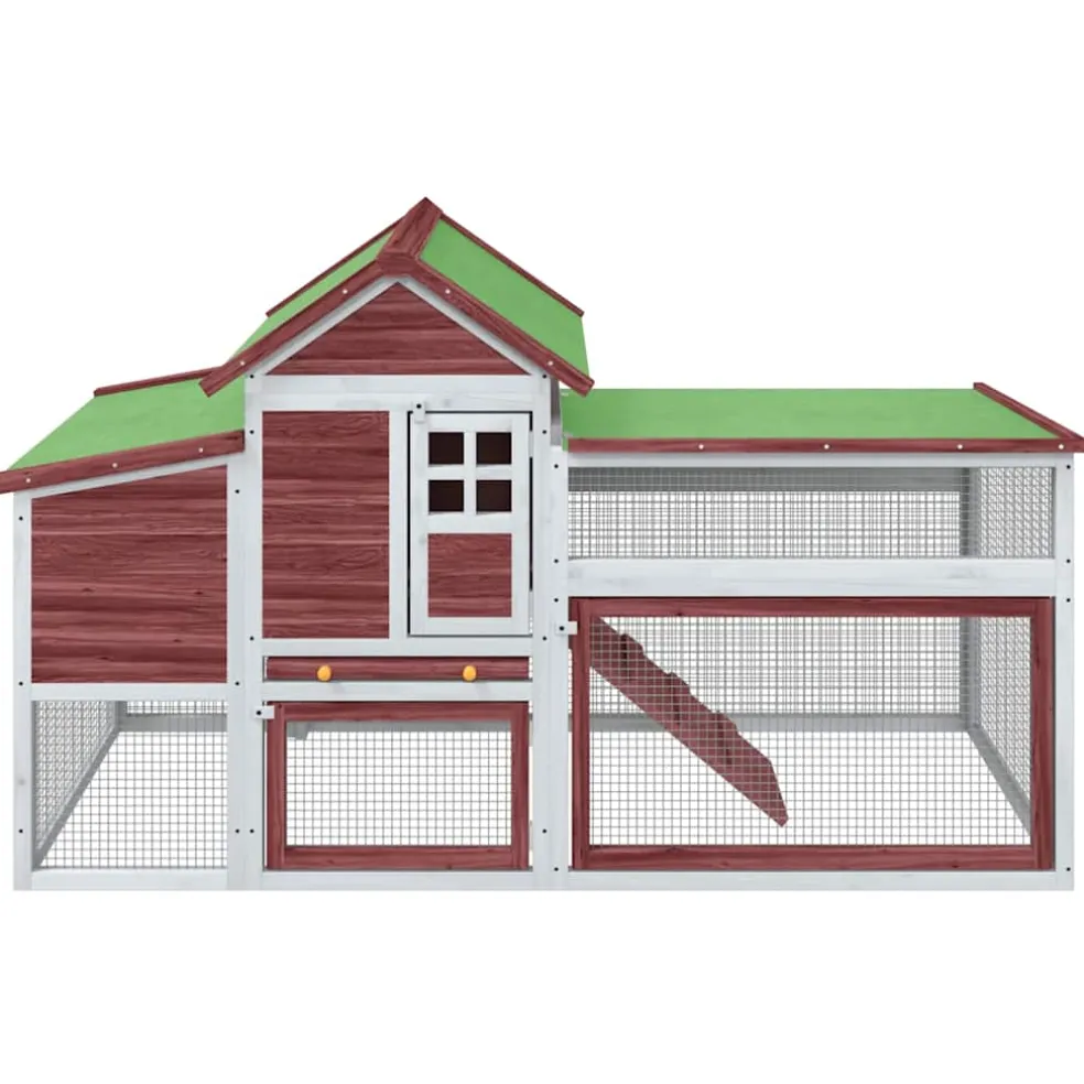 vidaXL Kippenhok 186,5x58,5x113 cm massief grenenhout mokkakleurig