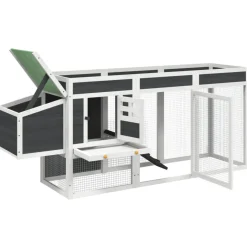 vidaXL Kippenhok 204x50x84 cm massief grenenhout grijs