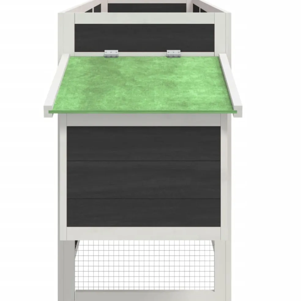 vidaXL Kippenhok 204x50x84 cm massief grenenhout grijs