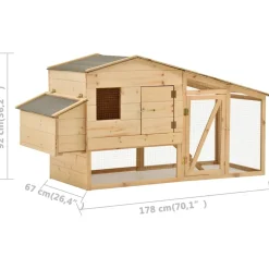 vidaXL Kippenhok 178x67x92 cm massief grenenhout