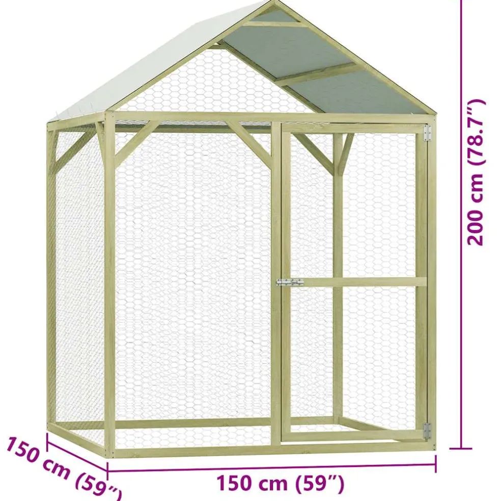 vidaXL Kippenhok 1,5x1,5x2 m geïmpregneerd grenenhout