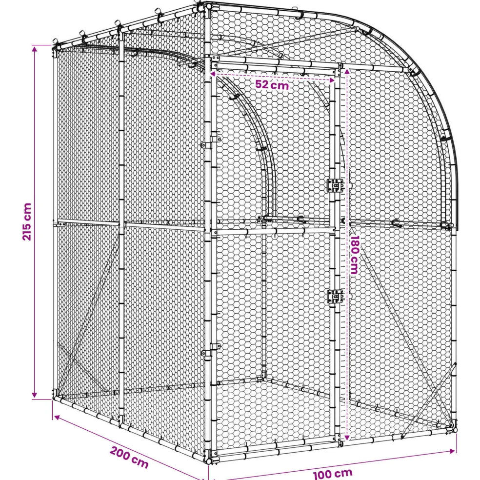 vidaXL Kippenhok zilver 200 x 200 x 215 cm Gegalvaniseerd staal