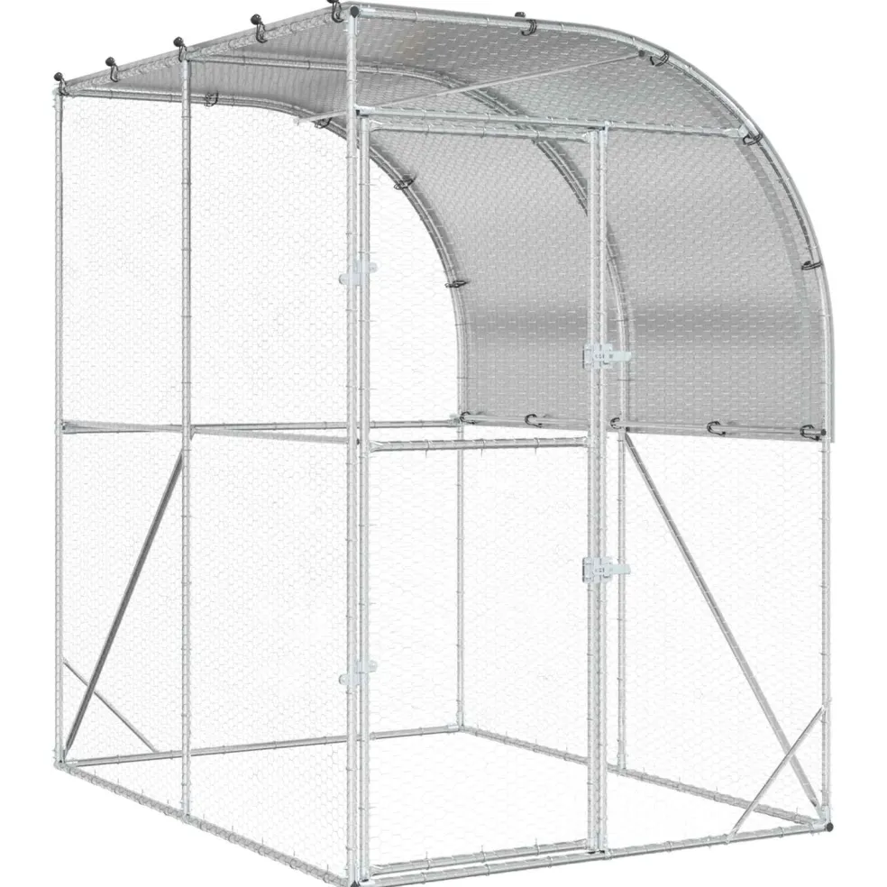 vidaXL Kippenhok zilver 200 x 200 x 215 cm Gegalvaniseerd staal