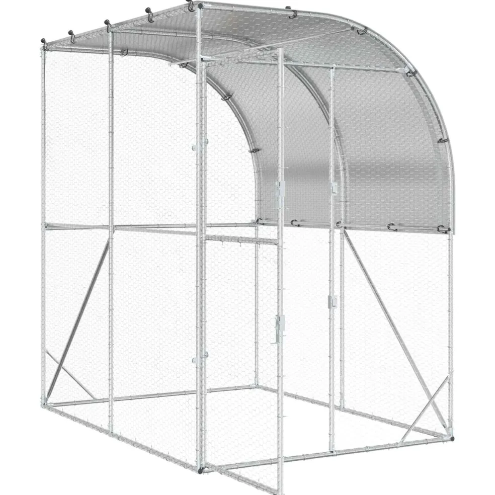 vidaXL Kippenhok zilver 200 x 200 x 215 cm Gegalvaniseerd staal
