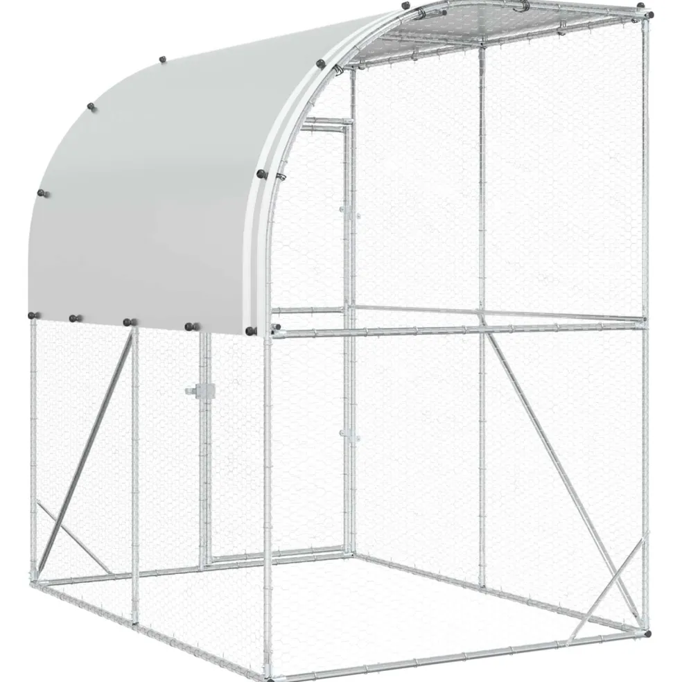 vidaXL Kippenhok zilver 200 x 200 x 215 cm Gegalvaniseerd staal