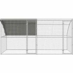 vidaXL Kippenkooi met 2 deuren 2 st Zilver 400x200x200cm Staal en PE