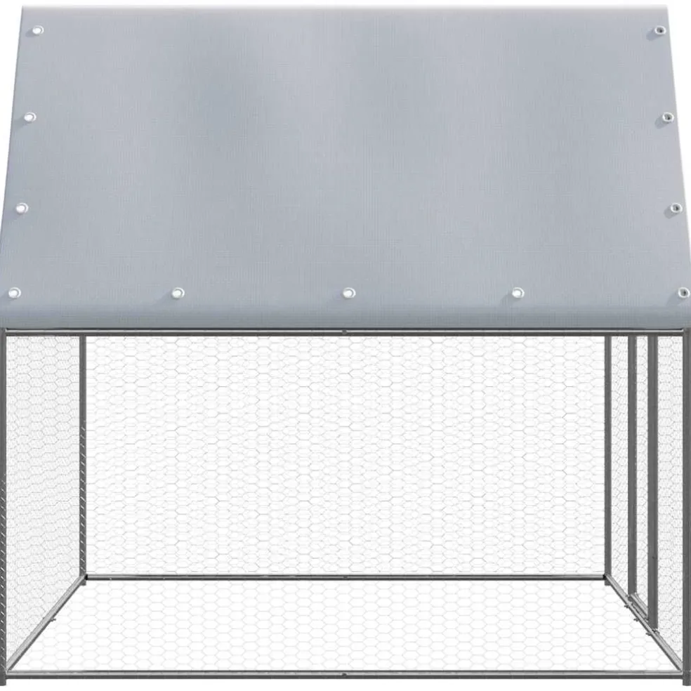 vidaXL Kippenkooi 2x2x2 m gegalvaniseerd staal zilverkleurig en grijs