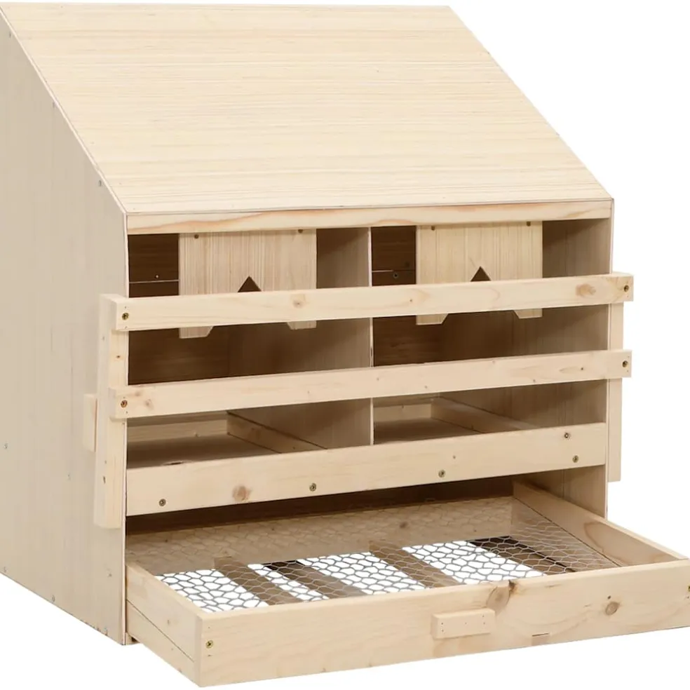 vidaXL Kippenlegkast 2 compartimenten 63x40x65 cm massief grenenhout