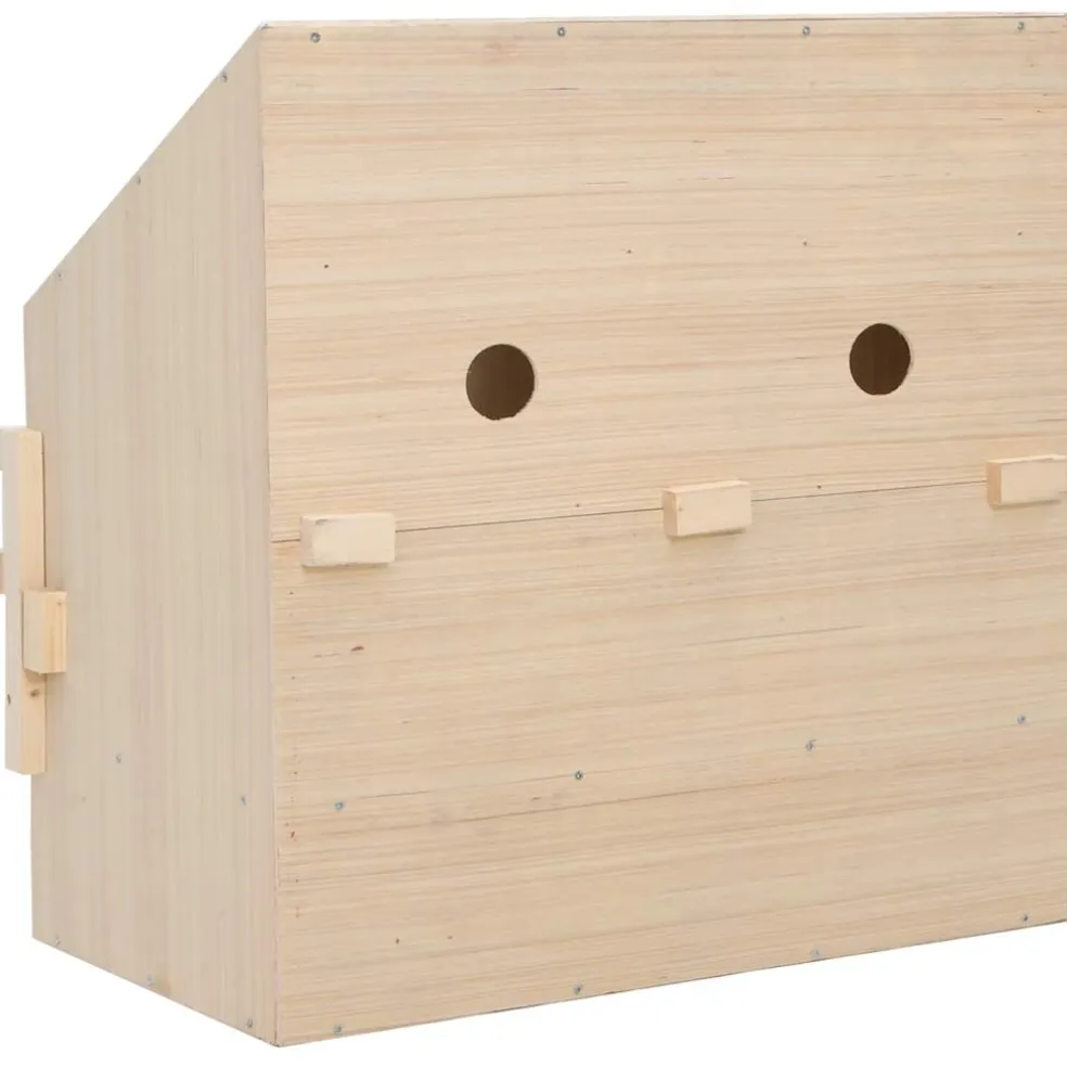 vidaXL Kippenlegkast 2 compartimenten 63x40x65 cm massief grenenhout