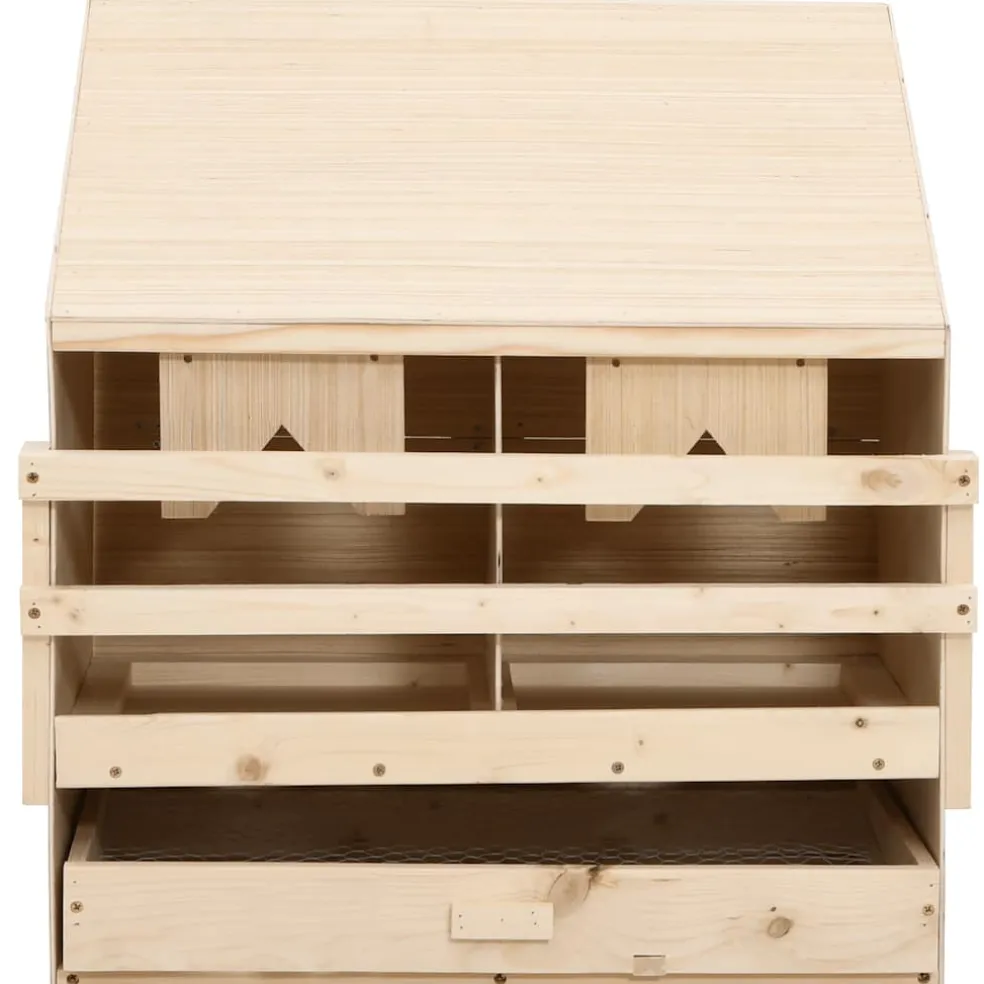 vidaXL Kippenlegkast 2 compartimenten 63x40x65 cm massief grenenhout