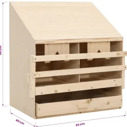 vidaXL Kippenlegkast 2 compartimenten 63x40x65 cm massief grenenhout