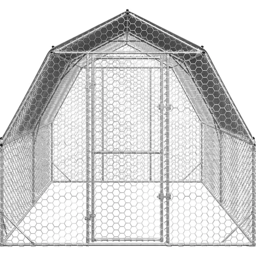 vidaXL Kippenren met dak 2,5x4x2,25 m gegalvaniseerd staal