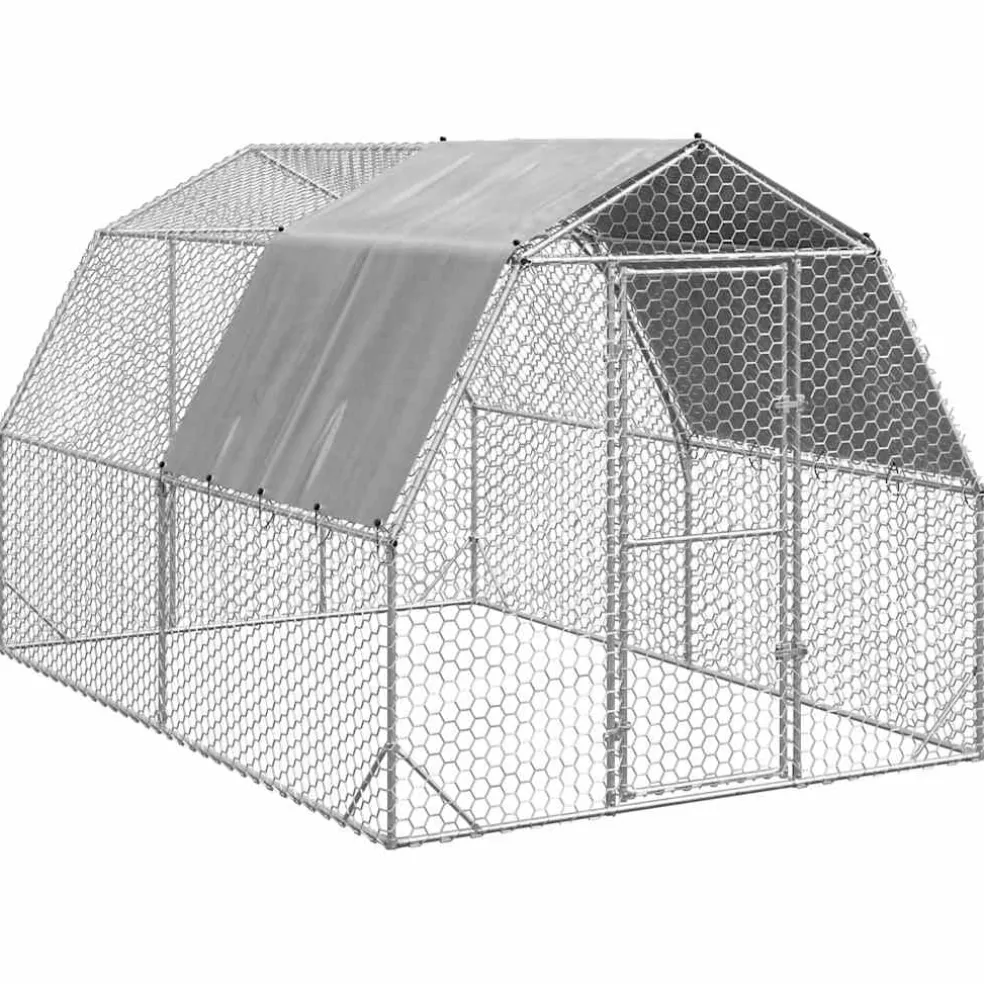 vidaXL Kippenren met dak 2,5x4x2,25 m gegalvaniseerd staal