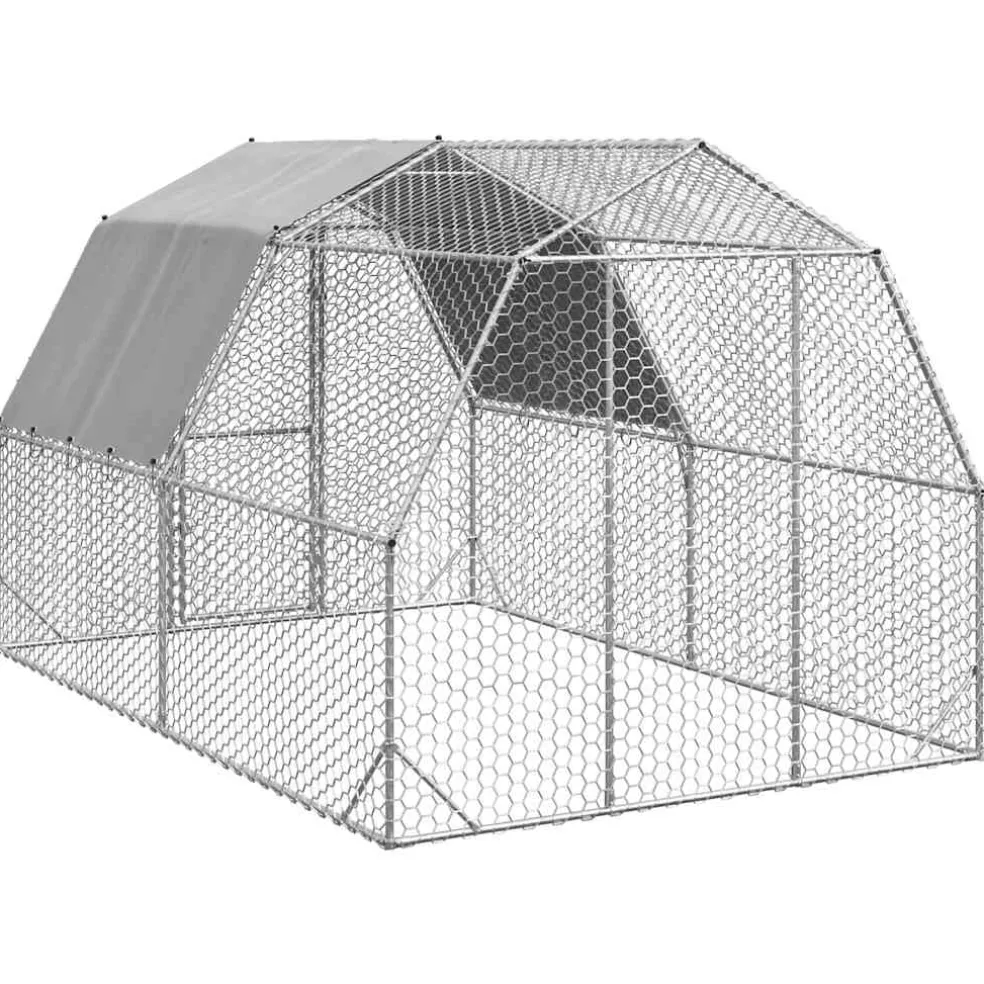 vidaXL Kippenren met dak 2,5x4x2,25 m gegalvaniseerd staal