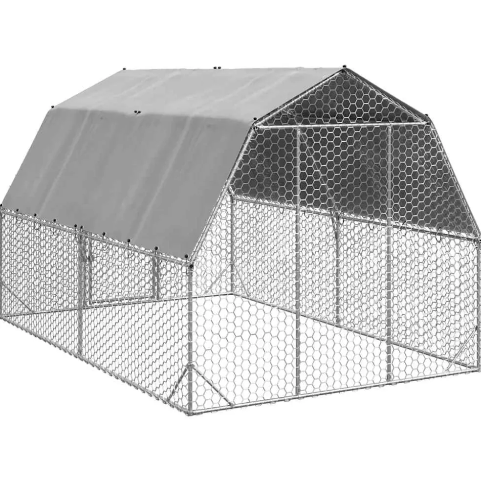 vidaXL Kippenren met dak 2,5x4x2,25 m gegalvaniseerd staal