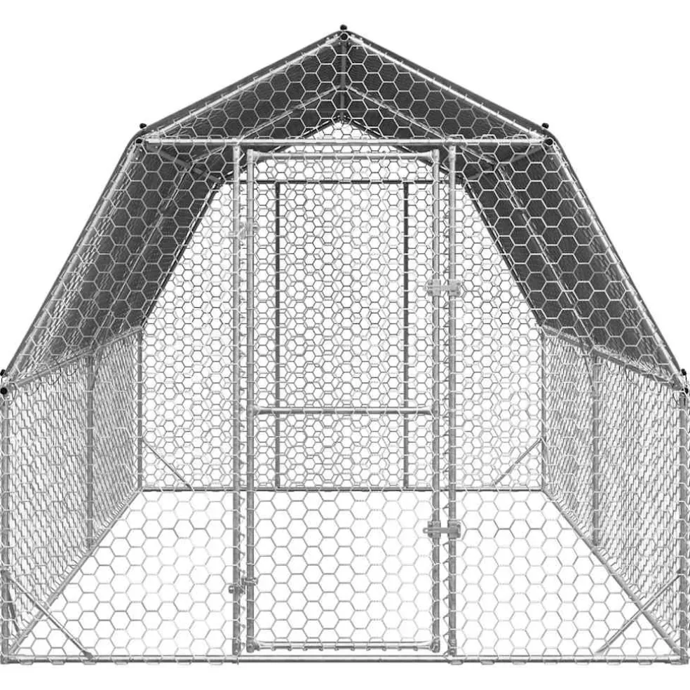 vidaXL Kippenren met dak 2,5x4x2,25 m gegalvaniseerd staal