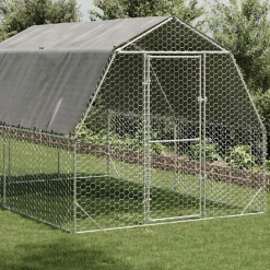 vidaXL Kippenren met dak 2,5x4x2,25 m gegalvaniseerd staal