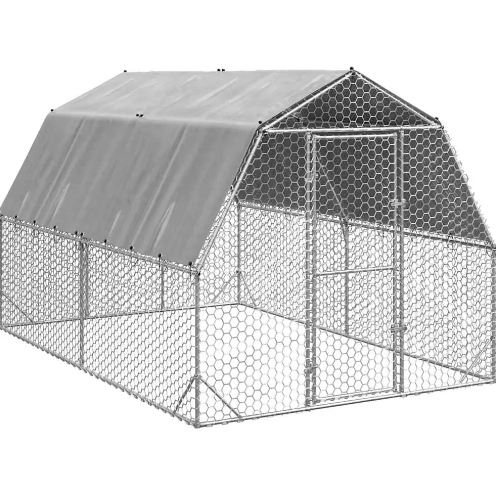vidaXL Kippenren met dak 2,5x4x2,25 m gegalvaniseerd staal